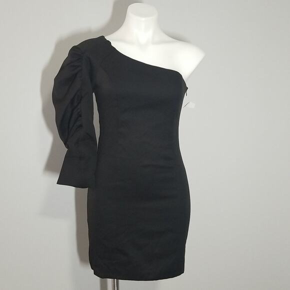 NWT Do+Be Black One Sleeve Bodycon Mini Dress - Picture 1 of 10